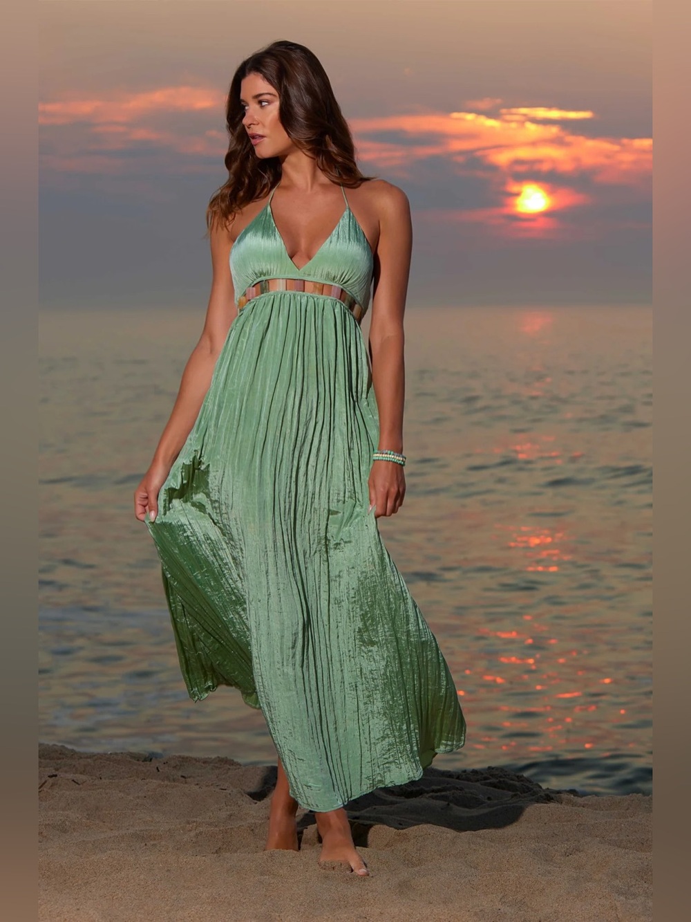 Anne Cole Ibiza Jewel Halter Maxi Cover-up Dress, Size XL - NWT